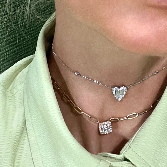 Heart Shape 18K White Gold Diamond Necklace - Picture 4 of 4